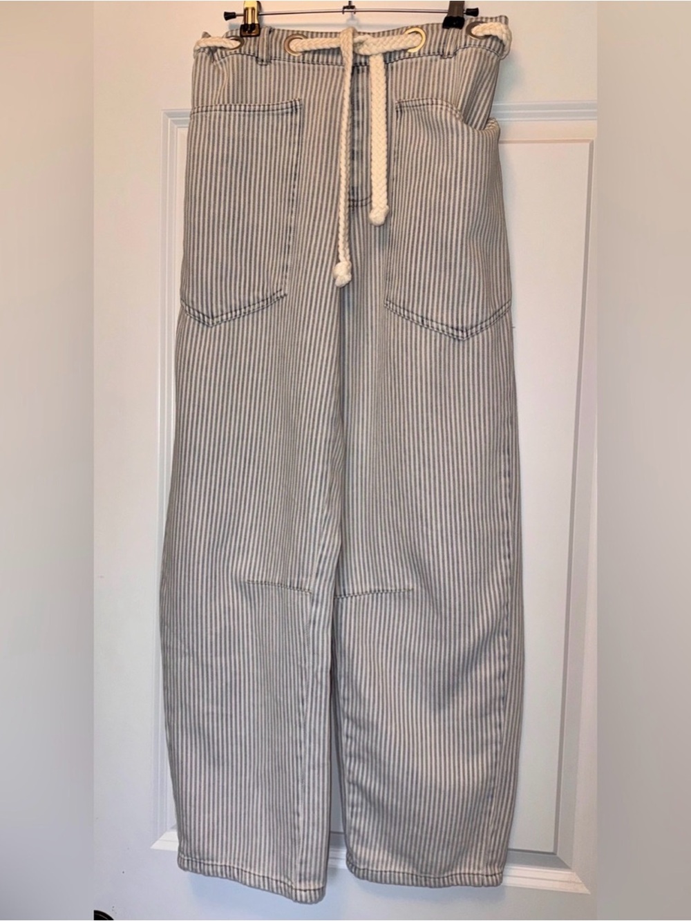 J.O.A. Rhea Stripe Soft Cotton Denim barrel leg Pant Sz Small Coastal sz S - Picture 7 of 16